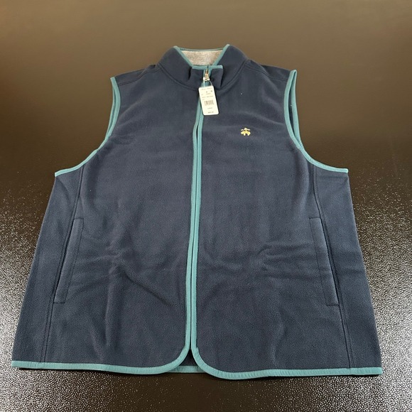Brooks‎ Brothers Fleece Vest Mens Large Blue Green Full Zip Sleeveless Outdoor - Picture 1 of 9